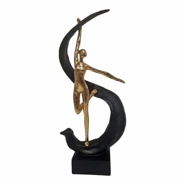 ΔΙΑΚΟΣΜΗΤΙΚΗ ΦΙΓΟΥΡΑ ΠΟΛΥΕΣΤΕΡΙΚΗ ΣΕ ΧΟΡΕΥΤΙΚΗ ΠΟΖΑ ΜΑΥΡΟ ΚΑΙ ΧΡΥΣΟ ΧΡΩΜΑ 16,4x9,8x39,4εκ. ANKOR