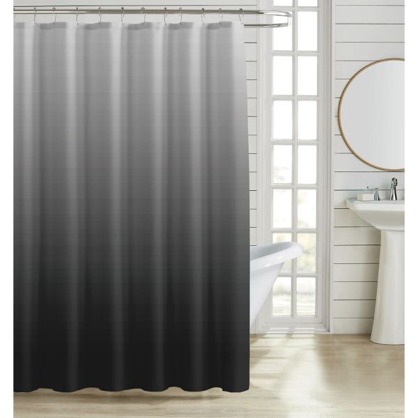 ΚΟΥΡΤΙΝΑ ΜΠΑΝΙΟΥ ΠΟΛΥΕΣΤΕΡΙΚΗ 180x180εκ 90gsm ΜΕ 12 ΚΡΙΚΟΥΣ ΝΤΕΓΚΡΑΝΤΕ ΣΕ ΓΚΡΙ ΑΠΟΧΡΩΣΕΙΣ ANKOR