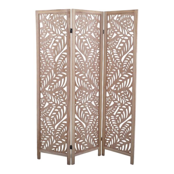 ΠΑΡΑΒΑΝ ΞΥΛΙΝΟ ΤΡΙΠΛΟ ΣΕ ΦΥΣΙΚΟ ΧΡΩΜΑ ΜΕ ΔΙΑΤΡΗΤΑ ΦΥΛΛΑ 120x6x170εκ.ANKOR