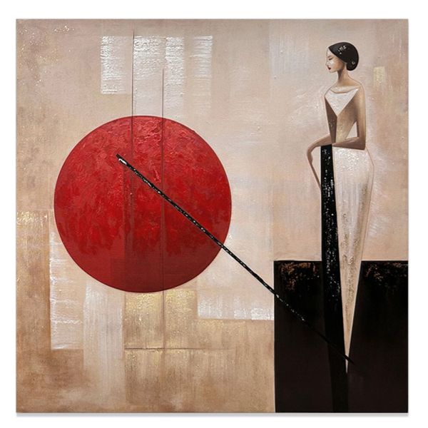 ΠΙΝΑΚΑΣ ΕΛΑΙΟΓΡΑΦΙΑ ΣΕ ΤΥΠΩΜΕΝΟ ΚΑΜΒΑ ΜΕ ΣΧΕΔΙΟ ΓΥΝΑΙΚΕΙΑ ΦΙΓΟΥΡΑ ΚΑΙ ΚΟΚΚΙΝΕΣ ΛΕΠΤΟΜΕΡΕΙΕΣ 60x60εκ. ANKOR