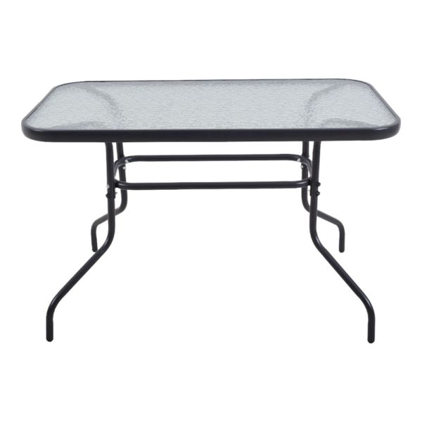 ΤΡΑΠΕΖΙ ΜΕΤΑΛΛΙΚΟ ΣΕ ΑΝΘΡΑΚΙ ΧΡΩΜΑ ΜΕ ΓΥΑΛΙΝΗ ΕΠΙΦΑΝΕΙΑ 110x60x70εκ ANKOR