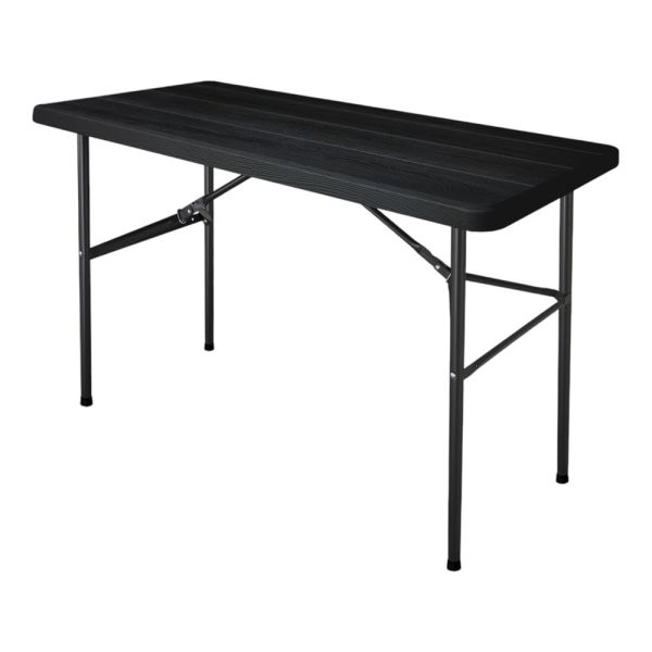 ΤΡΑΠΕΖΙ ΠΛΑΣΤΙΚΟ ΜΑΥΡΟ ΜΕ ΟΨΗ ΞΥΛΟΥ ΚΑΙ ΑΝΑΔΙΠΛΟΥΜΕΝΑ ΜΕΤΑΛΛΙΚΑ ΠΟΔΙΑ 122x60x74εκ. ANKOR