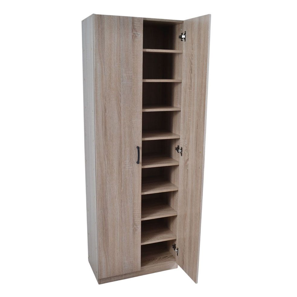 ΠΑΠΟΥΤΣΟΘΗΚΗ ΝΤΟΥΛΑΠΑ ΞΥΛΙΝΗ ΜΕ ΔΥΟ ΠΟΡΤΕΣ ΚΑΙ ΕΝΝΕΑ ΡΑΦΙΑ ΣΕ ΦΥΣΙΚΟ ΧΡΩΜΑ 60x35x173εκ. ANKOR