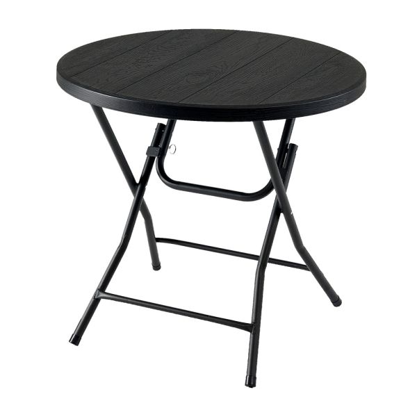 ΤΡΑΠΕΖΙ ΠΤΥΣΣΟΜΕΝΟ ΠΛΑΣΤΙΚΟ ΜΑΥΡΟ ΣΕ ΟΨΗ ΞΥΛΟΥ ΜΕ ΜΕΤΑΛΛΙΚΑ ΠΟΔΙΑ 80x74εκ. ANKOR