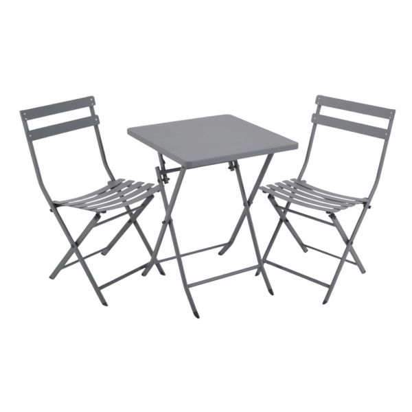 ΜΕΤΑΛΛΙΚΟ ΣΕΤ ΤΡΑΠΕΖΙΟΥ ΚΑΙ 2 ΚΑΡΕΚΛΩΝ ΠΤΥΣΣΟΜΕΝΟ ΣΕ ΓΚΡΙ ΜΑΤ ΧΡΩΜΑ ANKOR