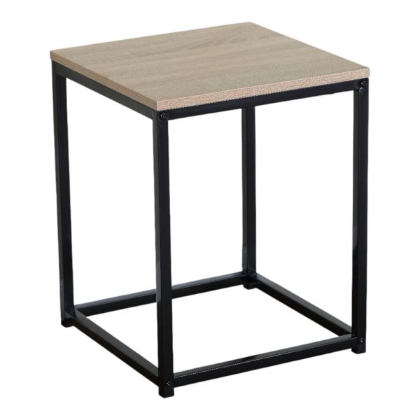 ΤΡΑΠΕΖΑΚΙ MDF ΜΕ ΜΕΛΑΜΙΝΗ ΣΕ ΦΥΣΙΚΗ ΑΠΟΧΡΩΣΗ ΞΥΛΟΥ KAI ΜΑΥΡΟ ΜΕΤΑΛΛΙΚΟ ΣΚΕΛΕΤΟ 40x40x50,1εκ. ANKOR