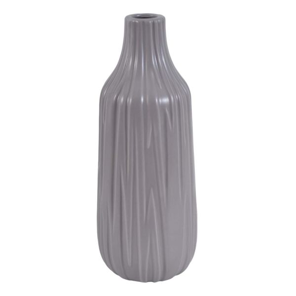 ΒΑΖΟ ΚΕΡΑΜΙΚΟ ΜΕ ΑΝΑΓΛΥΦΗ ΥΦΗ ΣΕ ΓΚΡΙ ΧΡΩΜΑ 15x15x37,5εκ. ANKOR