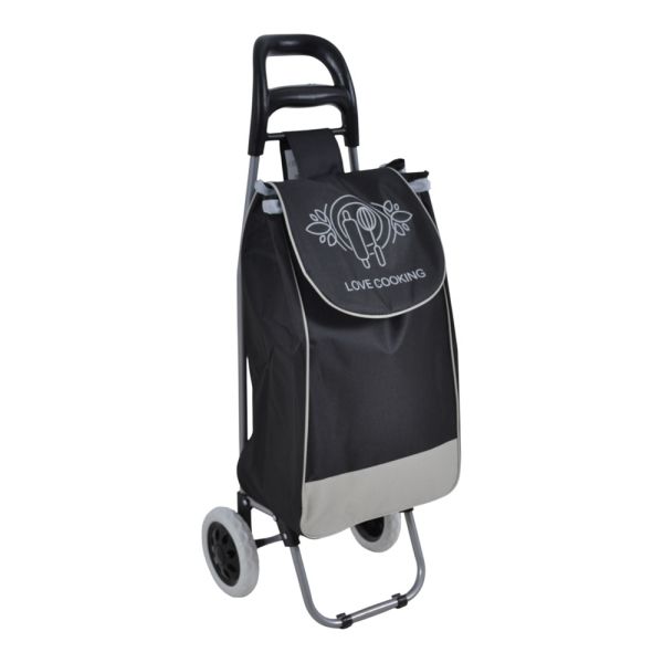 ΚΑΡΟΤΣΙ ΛΑΪΚΗΣ ΜΕΤΑΛΛΙΚΟ ΜΕ ΜΑΥΡΟ ΣΑΚΟ ΚΑΙ ΣΧΕΔΙΟ ΛΟΥΛΟΥΔΙΑ 35x27x94εκ. ANKOR