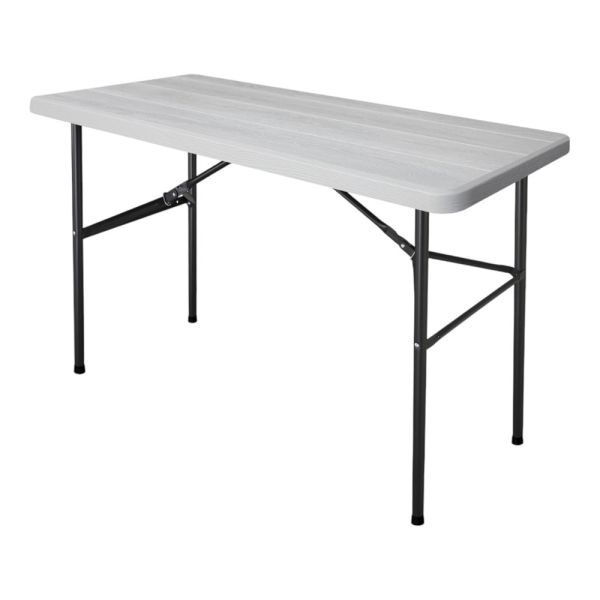 ΤΡΑΠΕΖΙ ΠΛΑΣΤΙΚΟ ΑΣΠΡΟ ΜΕ ΟΨΗ ΞΥΛΟΥ ΚΑΙ ΑΝΑΔΙΠΛΟΥΜΕΝΑ ΜΕΤΑΛΛΙΚΑ ΠΟΔΙΑ 122x60x74εκ. ANKOR