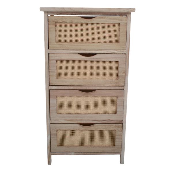 ΣΥΡΤΑΡΙΕΡΑ ΞΥΛΙΝΗ ΜΕ 4 ΣΥΡΤΑΡΙΑ ΡΑΤΑΝ ΣΕ ΦΥΣΙΚΟ ΧΡΩΜΑ 40x29x73εκ.ANKOR