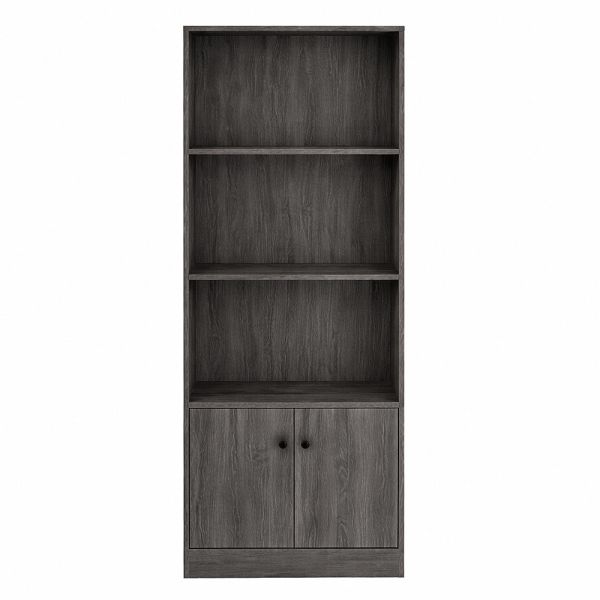 ΒΙΒΛΙΟΘΗΚΗ ΞΥΛΙΝΗ ΜΕ ΡΑΦΙΑ ΚΑΙ ΝΤΟΥΛΑΠΙ ΣΕ ΓΚΡΙ ΧΡΩΜΑ 60x30x170 εκ. ANKOR