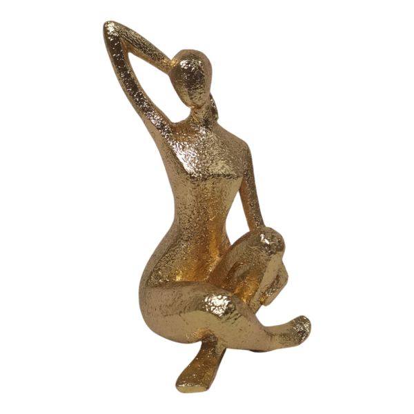 ΔΙΑΚΟΣΜΗΤΙΚΗ ΦΙΓΟΥΡΑ ΠΟΛΥΕΣΤΕΡΙΚΗ ΓΥΝΑΙΚΑ ΣΕ ΚΑΘΙΣΤΗ ΠΟΖΑ ΣΕ ΧΡΥΣΟ ΧΡΩΜΑ 10x8,5x18,5εκ. ANKOR