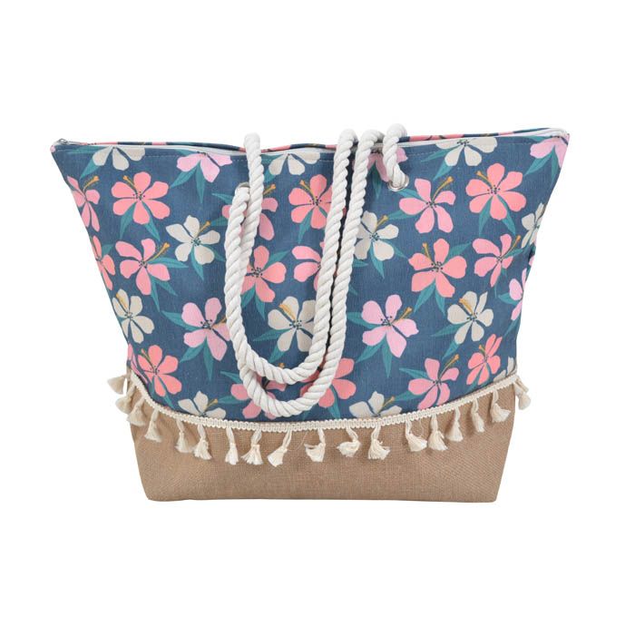 ΤΣΑΝΤΑ ΘΑΛΑΣΣΗΣ ΥΦΑΣΜΑΤΙΝΗ ΦΛΟΡΑΛ ΜΕ ΚΡΟΣΣΙ 53x16x40εκ.ANKOR