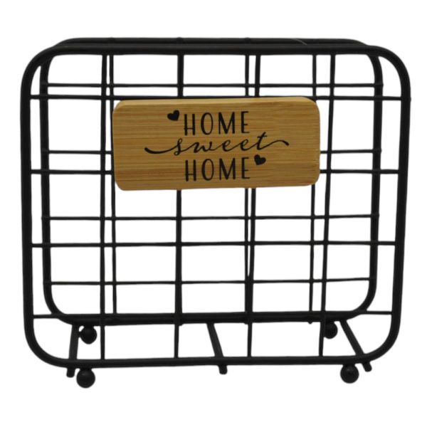 ΧΑΡΤΟΠΕΤΣΕΤΟΘΗΚΗ ΜΕΤΑΛΛΙΚΗ ΣΕ ΜΑΥΡΟ ΜΑΤ ΧΡΩΜΑ ΜΕ ΞΥΛΙΝΗ ΔΙΑΚΟΣΜΗΣΗ 14x5,2x12εκ.ANKOR