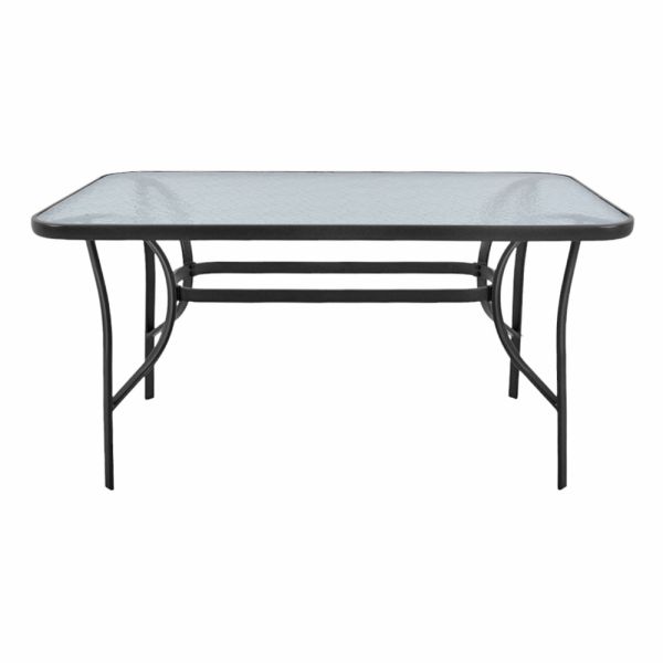 ΤΡΑΠΕΖΙ ΜΕΤΑΛΛΙΚΟ ΣΕ ΑΝΘΡΑΚΙ ΧΡΩΜΑ ΜΕ ΓΥΑΛΙΝΗ ΕΠΙΦΑΝΕΙΑ 120x70x70εκ ANKOR