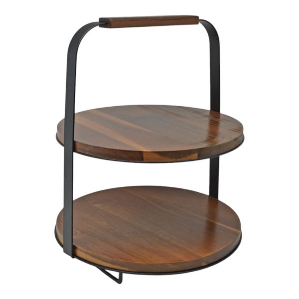 ΕΤΑΖΕΡΑ ΞΥΛΙΝΗ 2 ΟΡΟΦΩΝ ΜΕ ΜΑΥΡΟ ΜΕΤΑΛΛΙΚΟ ΣΚΕΛΕΤΟ 26x26x30,5εκ. ANKOR