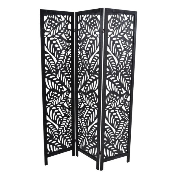 ΠΑΡΑΒΑΝ ΞΥΛΙΝΟ ΤΡΙΠΛΟ ΣΕ ΜΑΥΡΟ ΧΡΩΜΑ ΜΕ ΔΙΑΤΡΗΤΑ ΦΥΛΛΑ 120x6x170εκ.ANKOR