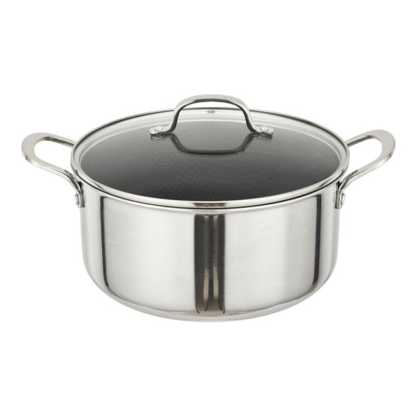 ΚΑΤΣΑΡΟΛΑ ΑΝΟΞΕΙΔΩΤΗ ΜΕ ΓΥΑΛΙΝΟ ΚΑΠΑΚΙ Dmond TRI-PLY 24εκ. ΑΝΤΙΚΟΛΛΗΤΙΚΗ ANKOR