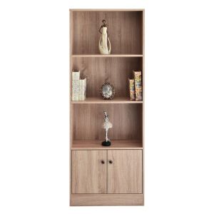 ΒΙΒΛΙΟΘΗΚΗ ΞΥΛΙΝΗ ΜΕ ΡΑΦΙΑ ΚΑΙ ΝΤΟΥΛΑΠΙ ΣΕ ΦΥΣΙΚΟ ΧΡΩΜΑ 60x24x170 εκ. ANKOR