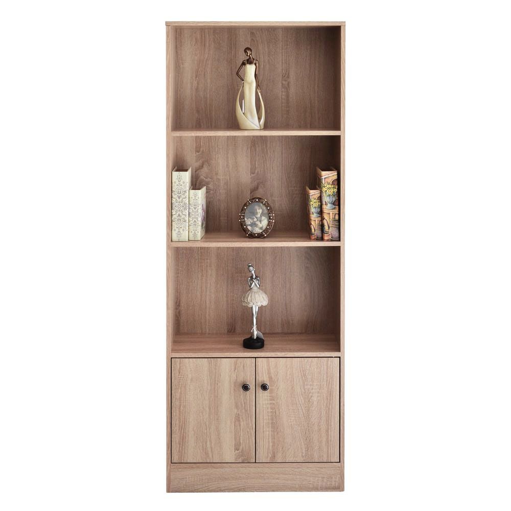 ΒΙΒΛΙΟΘΗΚΗ ΞΥΛΙΝΗ ΜΕ ΡΑΦΙΑ ΚΑΙ ΝΤΟΥΛΑΠΙ ΣΕ ΦΥΣΙΚΟ ΧΡΩΜΑ 60x24x170 εκ. ANKOR