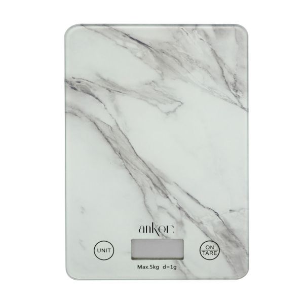 ΖΥΓΑΡΙΑ ΗΛΕΚΤΡΟΝΙΚΗ 5kg ΓΥΑΛΙΝΗ ΜΑΡΜΑΡΟ 15x21,5x1,6εκ.ANKOR