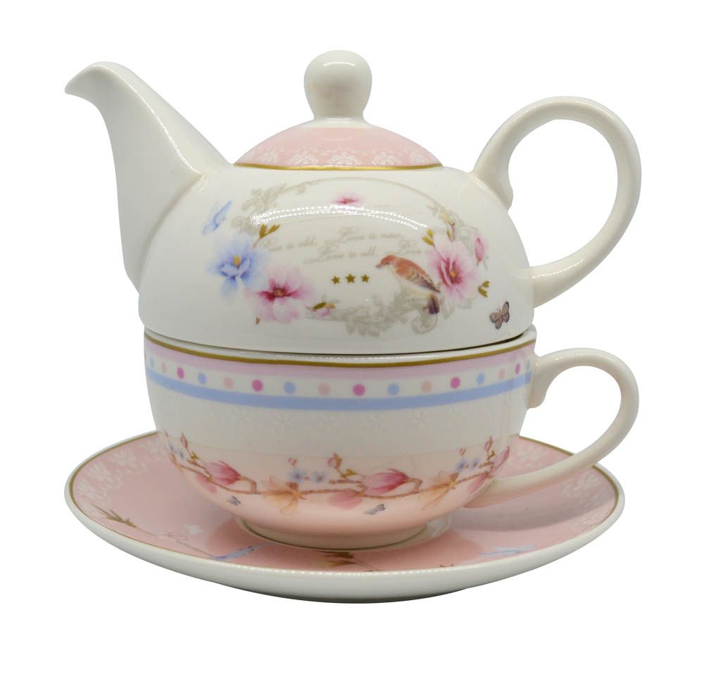 ΣΕΤ ΤΣΑΓΙΕΡΟ BONE CHINA ΡΟΖ ΛΟΥΛΟΥΔΙΑ 16x14εκ.ANKOR