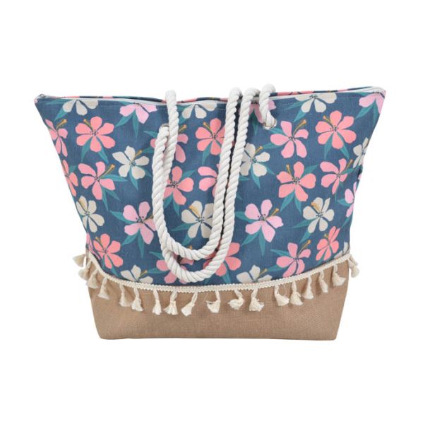 ΤΣΑΝΤΑ ΘΑΛΑΣΣΗΣ ΥΦΑΣΜΑΤΙΝΗ ΦΛΟΡΑΛ ΜΕ ΚΡΟΣΣΙ 53x16x40εκ.ANKOR