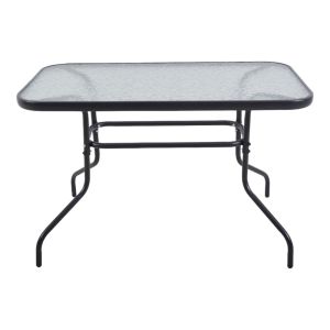 ΤΡΑΠΕΖΙ ΜΕΤΑΛΛΙΚΟ ΣΕ ΑΝΘΡΑΚΙ ΧΡΩΜΑ ΜΕ ΓΥΑΛΙΝΗ ΕΠΙΦΑΝΕΙΑ 110x60x70εκ ANKOR