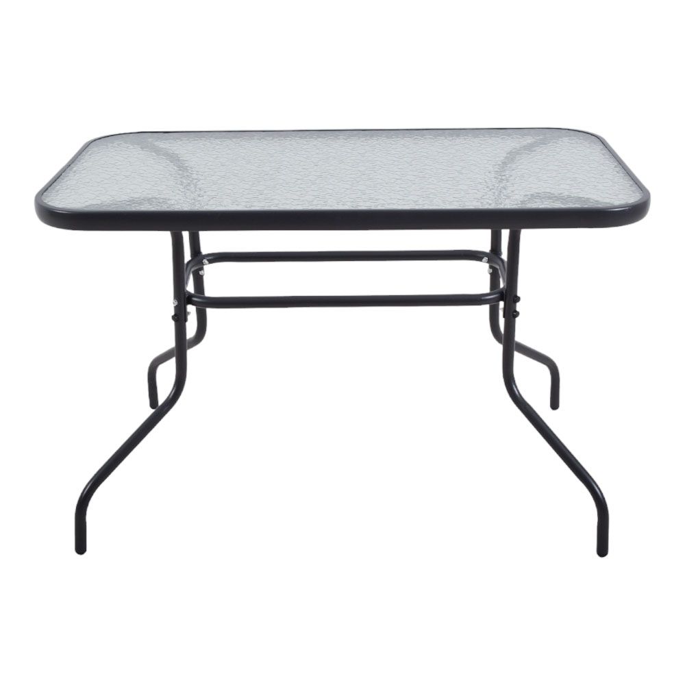 ΤΡΑΠΕΖΙ ΜΕΤΑΛΛΙΚΟ ΣΕ ΑΝΘΡΑΚΙ ΧΡΩΜΑ ΜΕ ΓΥΑΛΙΝΗ ΕΠΙΦΑΝΕΙΑ 110x60x70εκ ANKOR