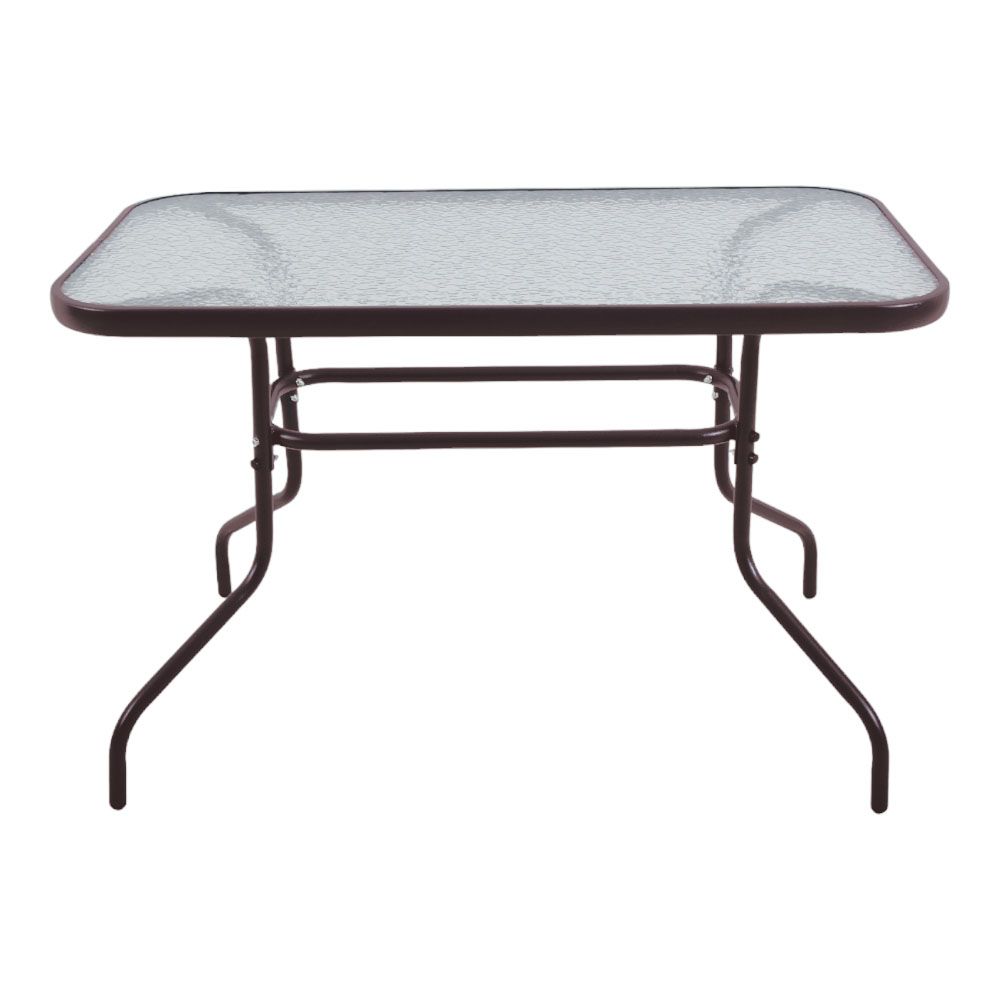 ΤΡΑΠΕΖΙ ΜΕΤΑΛΛΙΚΟ ΣΕ ΣΚΟΥΡΟ ΚΑΦΕ ΧΡΩΜΑ ΜΕ ΓΥΑΛΙΝΗ ΕΠΙΦΑΝΕΙΑ 110x60x70εκ ANKOR