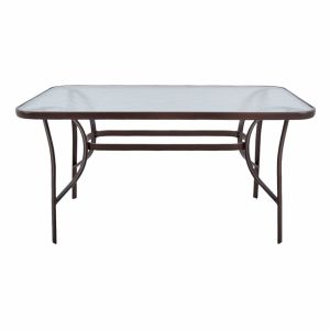 ΤΡΑΠΕΖΙ ΜΕΤΑΛΛΙΚΟ ΣΕ ΣΚΟΥΡΟ ΚΑΦΕ ΧΡΩΜΑ ΜΕ ΓΥΑΛΙΝΗ ΕΠΙΦΑΝΕΙΑ 120x70x70εκ ANKOR