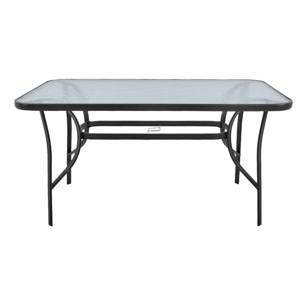 ΤΡΑΠΕΖΙ ΜΕΤΑΛΛΙΚΟ ΣΕ ΑΝΘΡΑΚΙ ΧΡΩΜΑ ΜΕ ΓΥΑΛΙΝΗ ΕΠΙΦΑΝΕΙΑ 140x80x70εκ ANKOR