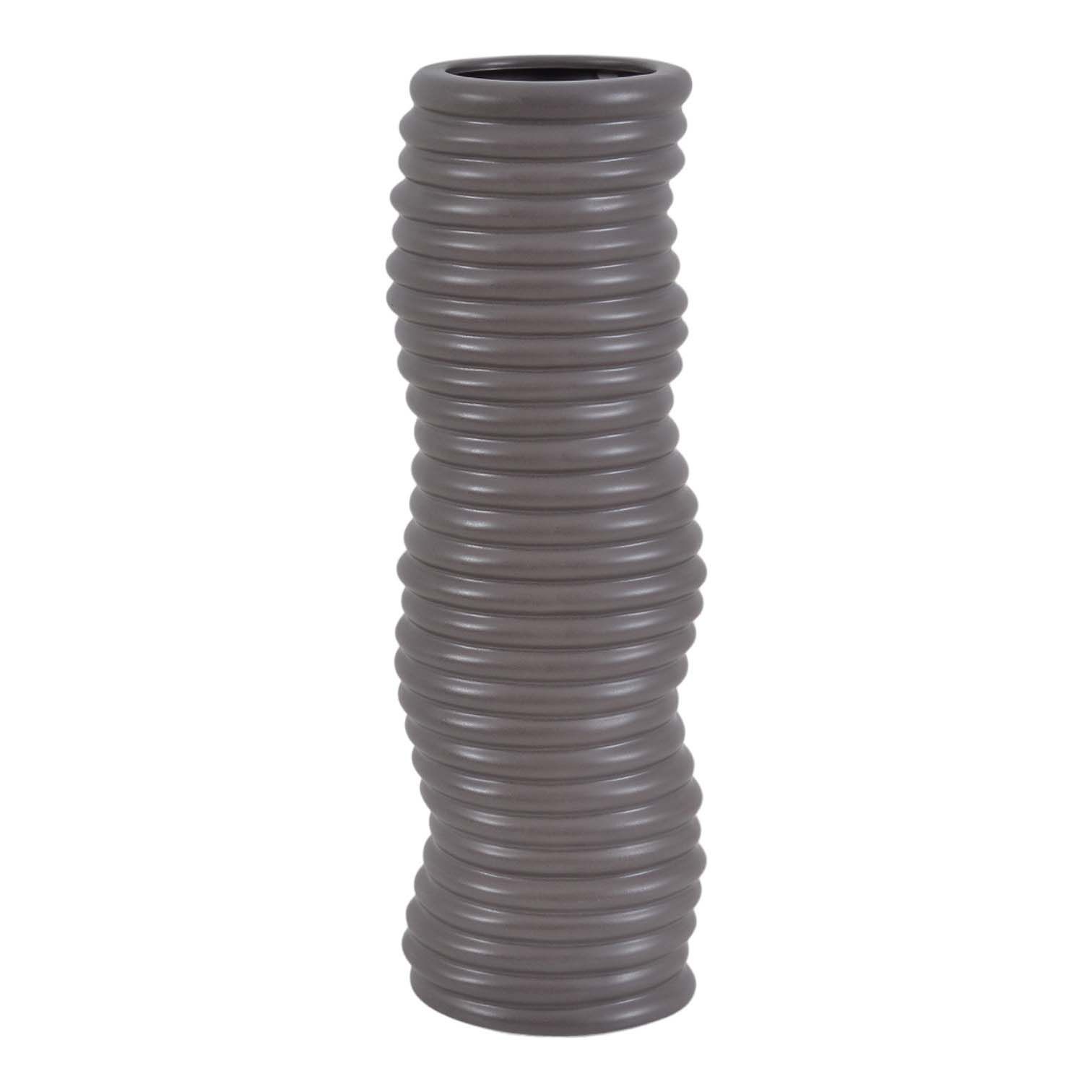 ΒΑΖΟ ΚΕΡΑΜΙΚΟ ΜΕ ΑΝΑΓΛΥΦΗ ΥΦΗ ΣΕ ΓΚΡΙ ΚΑΦΕ ΧΡΩΜΑ 15,4x12,5x45,5εκ. ANKOR