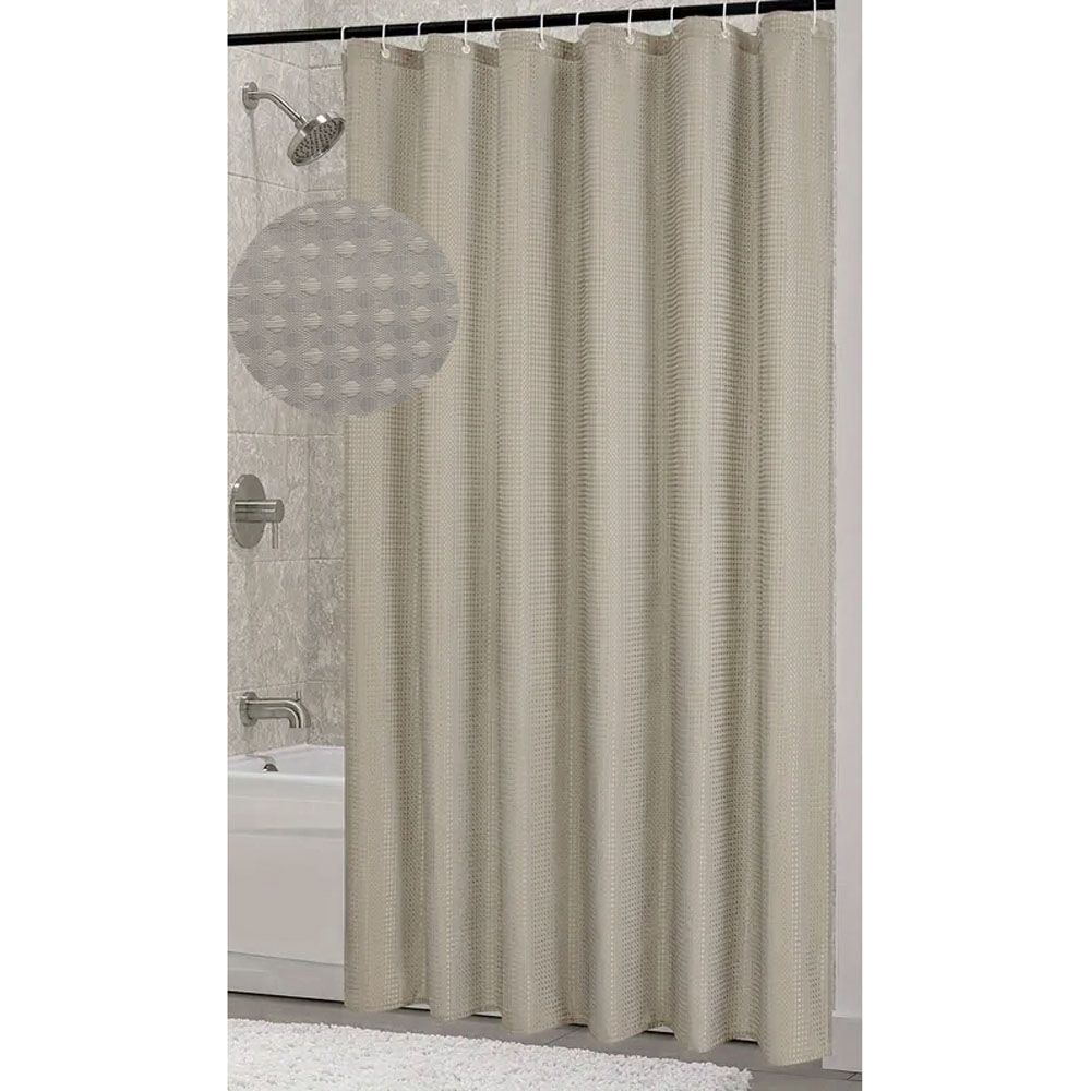 ΚΟΥΡΤΙΝΑ ΠΟΛΥΕΣΤΕΡΙΚΗ 180x180εκ 115gsm ΜΕ 12 ΚΡΙΚΟΥΣ ΣΕ ΜΠΕΖ ΧΡΩΜΑ ANKOR