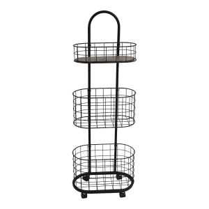 ΤΡΟΛΕΪ ΑΠΟΘΗΚΕΥΣΗΣ ΜΕ 3 ΚΑΛΑΘΙΑ ΜΕΤΑΛΛΙΚΟ ΣΕ ΜΑΥΡΟ ΧΡΩΜΑ 32x19x93εκ. ANKOR