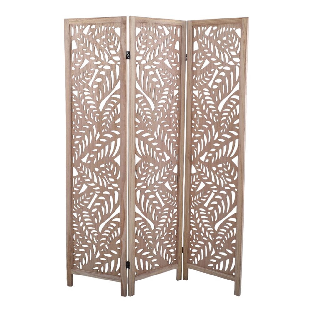 ΠΑΡΑΒΑΝ ΞΥΛΙΝΟ ΤΡΙΠΛΟ ΣΕ ΦΥΣΙΚΟ ΧΡΩΜΑ ΜΕ ΔΙΑΤΡΗΤΑ ΦΥΛΛΑ 120x6x170εκ.ANKOR