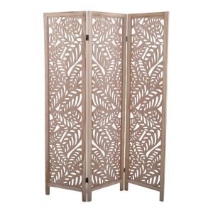 ΠΑΡΑΒΑΝ ΞΥΛΙΝΟ ΤΡΙΠΛΟ ΣΕ ΦΥΣΙΚΟ ΧΡΩΜΑ ΜΕ ΔΙΑΤΡΗΤΑ ΦΥΛΛΑ 120x6x170εκ.ANKOR