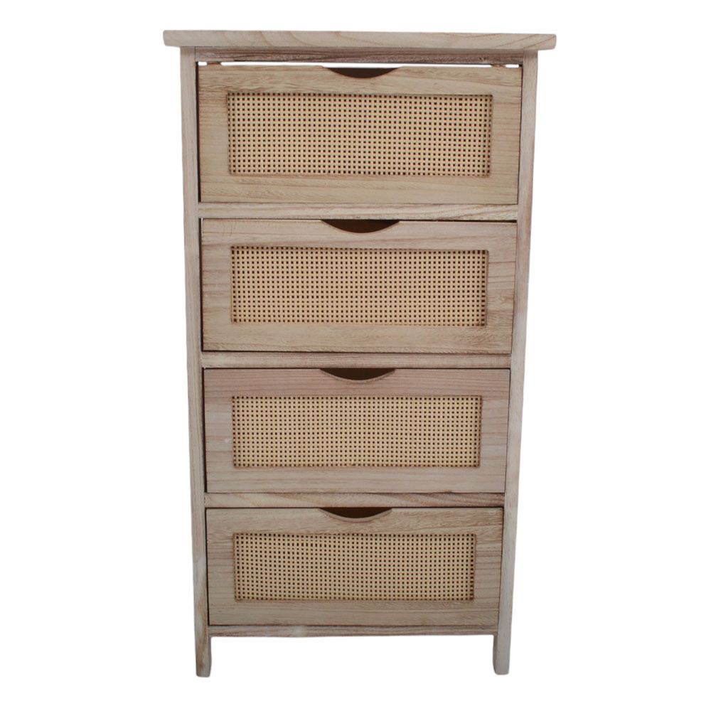 ΣΥΡΤΑΡΙΕΡΑ ΞΥΛΙΝΗ ΜΕ 4 ΣΥΡΤΑΡΙΑ ΡΑΤΑΝ ΣΕ ΦΥΣΙΚΟ ΧΡΩΜΑ 40x29x73εκ.ANKOR