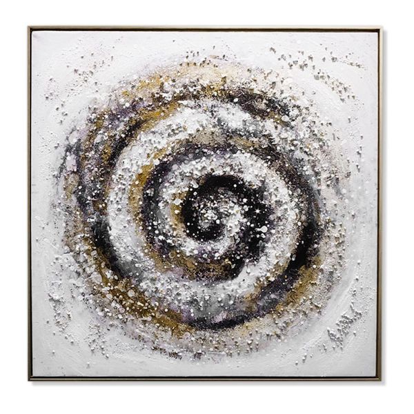 ΠΙΝΑΚΑΣ ΕΛΑΙΟΓΡΑΦΙΑ ΣΕ ΤΥΠΩΜΕΝΟ ΚΑΜΒΑ ΜΕ ΑΣΗΜΙ ΚΟΡΝΙΖΑ ΚΥΚΛΟΙ 80x80εκ. ANKOR