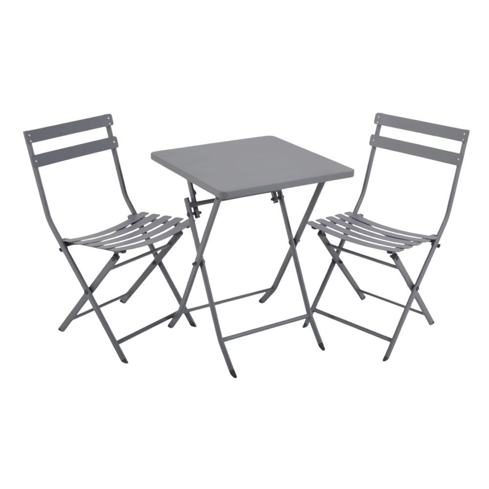 ΜΕΤΑΛΛΙΚΟ ΣΕΤ ΤΡΑΠΕΖΙΟΥ ΚΑΙ 2 ΚΑΡΕΚΛΩΝ ΠΤΥΣΣΟΜΕΝΟ ΣΕ ΓΚΡΙ ΜΑΤ ΧΡΩΜΑ ANKOR