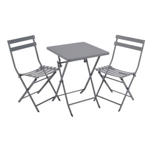 ΜΕΤΑΛΛΙΚΟ ΣΕΤ ΤΡΑΠΕΖΙΟΥ ΚΑΙ 2 ΚΑΡΕΚΛΩΝ ΠΤΥΣΣΟΜΕΝΟ ΣΕ ΓΚΡΙ ΜΑΤ ΧΡΩΜΑ ANKOR