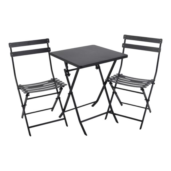 ΜΕΤΑΛΛΙΚΟ ΣΕΤ ΤΡΑΠΕΖΙΟΥ ΚΑΙ 2 ΚΑΡΕΚΛΩΝ ΠΤΥΣΣΟΜΕΝΟ ΣΕ ΜΑΥΡΟ ΜΑΤ ΧΡΩΜΑ ANKOR