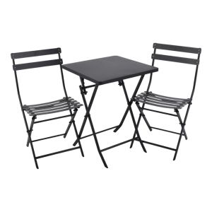 ΜΕΤΑΛΛΙΚΟ ΣΕΤ ΤΡΑΠΕΖΙΟΥ ΚΑΙ 2 ΚΑΡΕΚΛΩΝ ΠΤΥΣΣΟΜΕΝΟ ΣΕ ΜΑΥΡΟ ΜΑΤ ΧΡΩΜΑ ANKOR