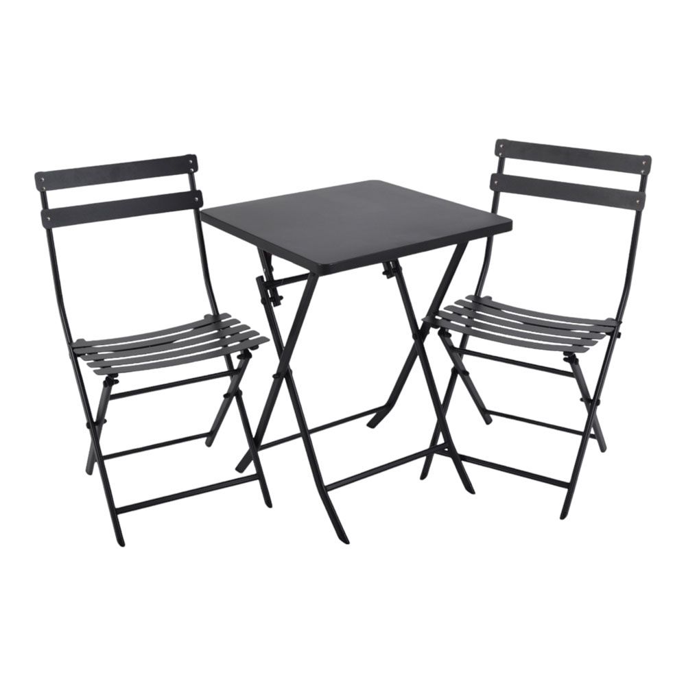 ΜΕΤΑΛΛΙΚΟ ΣΕΤ ΤΡΑΠΕΖΙΟΥ ΚΑΙ 2 ΚΑΡΕΚΛΩΝ ΠΤΥΣΣΟΜΕΝΟ ΣΕ ΜΑΥΡΟ ΜΑΤ ΧΡΩΜΑ ANKOR