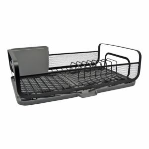 ΠΙΑΤΟΘΗΚΗ ΜΕΤΑΛΛΙΚΗ ΣΕ ΜΑΥΡΟ ΜΑΤ ΧΡΩΜΑ ΜΕ ΓΚΡΙ ΔΙΣΚΟ 43x28x14εκ.ANKOR