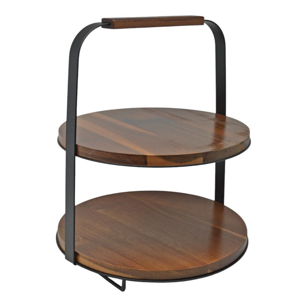 ΕΤΑΖΕΡΑ ΞΥΛΙΝΗ 2 ΟΡΟΦΩΝ ΜΕ ΜΑΥΡΟ ΜΕΤΑΛΛΙΚΟ ΣΚΕΛΕΤΟ 26x26x30,5εκ. ANKOR