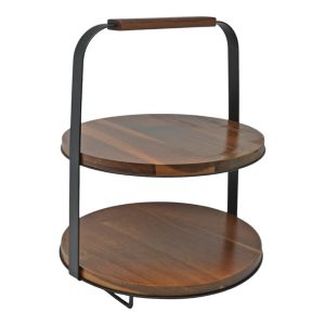 ΕΤΑΖΕΡΑ ΞΥΛΙΝΗ 2 ΟΡΟΦΩΝ ΜΕ ΜΑΥΡΟ ΜΕΤΑΛΛΙΚΟ ΣΚΕΛΕΤΟ 26x26x30,5εκ. ANKOR