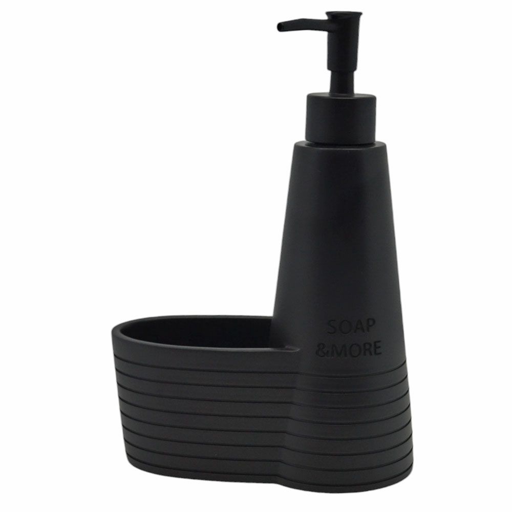 DISPENSER ΚΟΥΖΙΝΑΣ ΠΟΛΥΕΣΤΕΡΙΚΟ ΜΕ ΘΗΚΗ ΓΙΑ ΣΦΟΥΓΓΑΡΙ  ΜΑΥΡΟ SOAP AND MORE 14,7x8x22εκ.ANKOR