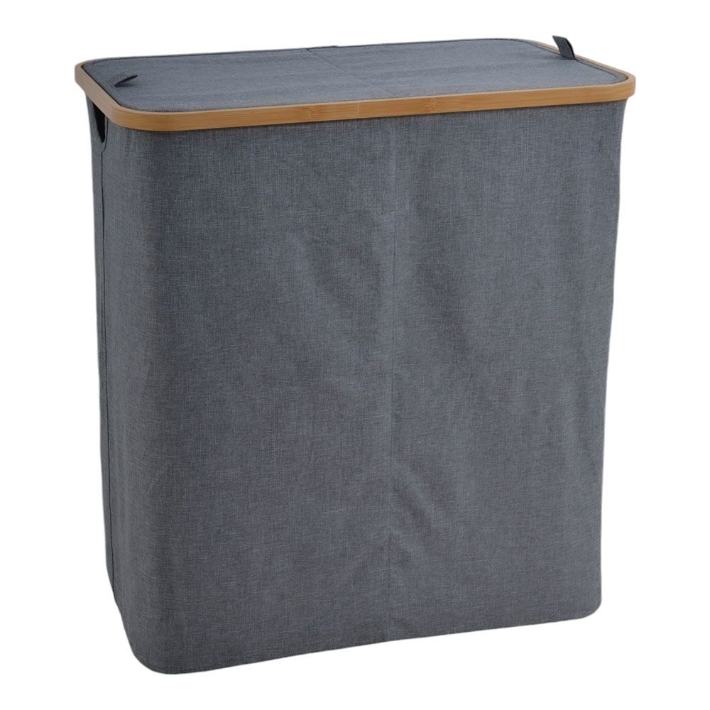 ΚΑΛΑΘΙ ΑΠΛΥΤΩΝ ΥΦΑΣΜΑΤΙΝΟ ΣΕ ΓΚΡΙ ΧΡΩΜΑ 2 ΘΕΣΕΩΝ ΜΕ ΜΠΑΜΠΟΥ ΣΚΕΛΕΤΟ 54x33x59εκ. ANKOR