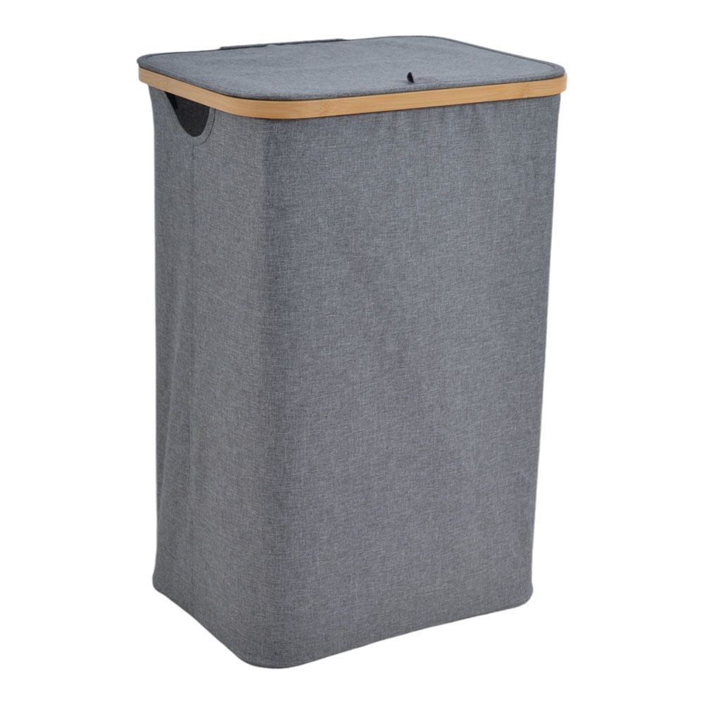 ΚΑΛΑΘΙ ΑΠΛΥΤΩΝ ΥΦΑΣΜΑΤΙΝΟ ΣΕ ΓΚΡΙ ΧΡΩΜΑ ΜΕ ΜΠΑΜΠΟΥ ΣΚΕΛΕΤΟ 40x30x60εκ. ANKOR